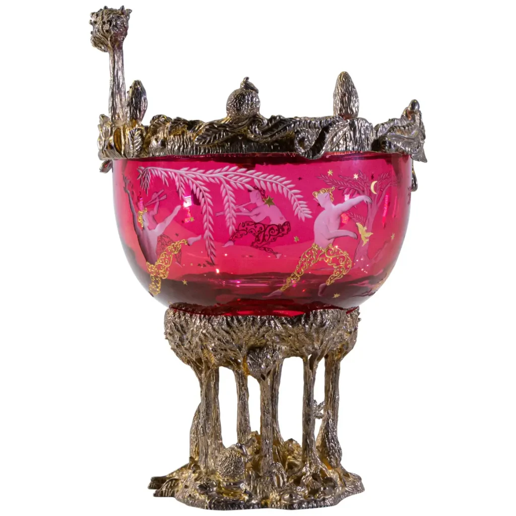 Rare Baccarat & Jean Boggio ''Masquerade'' Crystal and Gilt Bronze Centerpiece