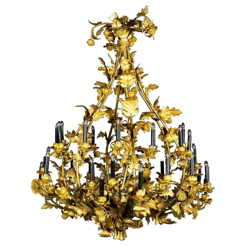 A 19th Century French Ormolu Multi-Arm Chandelier with Leaves and Flowers