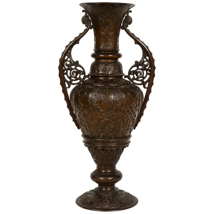 Large Patinated Bronze Alhambra Islamic Vase Made for the Islamic Market
