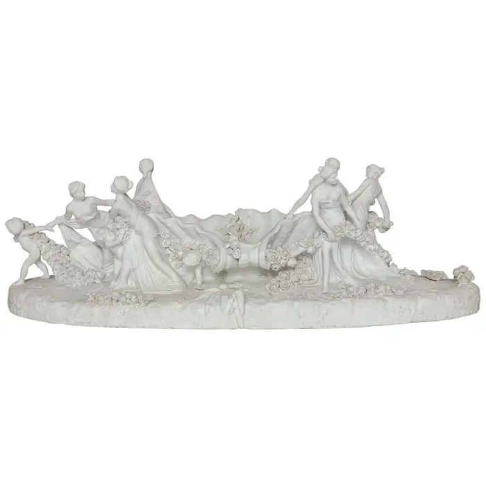 Large White Bisque Sevres Porcelain Figural Centerpiece of Woman and Children