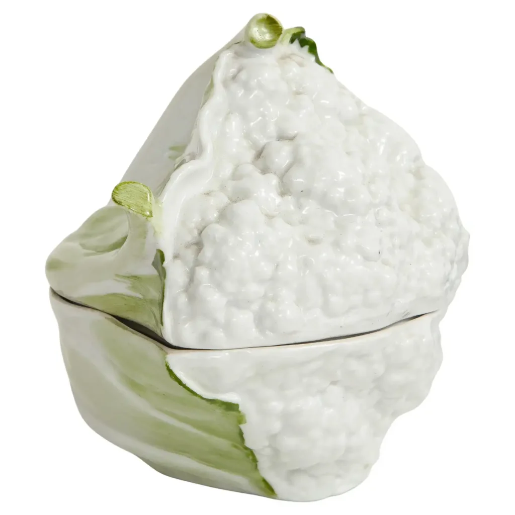 18th C. English Porcelain Trompe L'oeil Covered Cauliflower Form Box